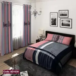 خرید قسطی ست کامل ژورنالی روتختی 6 تیکه شامل لحاف ملافه کشدار 4 عدد روبالشی کد BD1030 (پس کرایه)