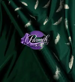 روبالشی ساتن طرحدار پرمه_طرح پر سبز کد۳۵