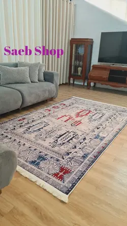فرش طوسی گبه طرح ابریشمی | فرش طرح ابریشمی صائب | کد : A145 - صائب شاپ