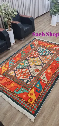 فرش گبه رنگارنگ شاد | فرش طرح ابریشمی صائب | کد : A052 - صائب شاپ