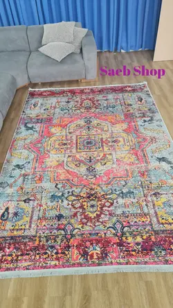 فرش ترنج دار گبه رنگ شاد | فرش صائب | کد : M150 - صائب شاپ