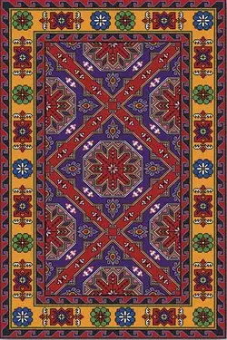 فرش گبه لوزی طرح 2 | فرش گبه صائب | کد : O142 - صائب شاپ