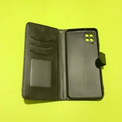 کیف کلاسوری چرمی مگنتی جا کارتی و محافظ لنز دار مناسب برای گوشی موبایل سامسونگ A12 M12 F12