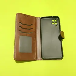 کیف کلاسوری چرمی مگنتی جا کارتی و محافظ لنز دار مناسب برای گوشی موبایل سامسونگ A12 M12 F12