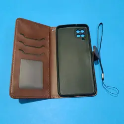 کیف کلاسوری چرمی مگنتی جا کارتی و محافظ لنز دار مناسب برای گوشی موبایل سامسونگ A12 M12 F12