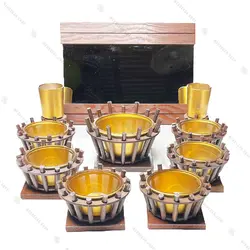 مجموعه ظروف هفت سین چوبی 10 پارچه مدل سینی گرد