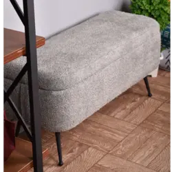 پاف نیمکت باکسدار خم دونفره با پارچه تدی