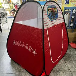 چادر بازی کودک مدل فنری تاشو طرح اسپایدرمن (مردعنکبوتی) رنگ  قرمز توری دوزی شده کد2