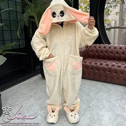 پتو سرهمی خرگوش جیب دار چشم درشت
