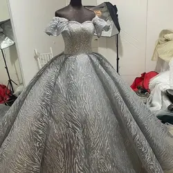 لباس عروس رنگی نقره ای شاین افشولدر