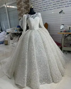 لباس عروس پارچه شاین پفکی