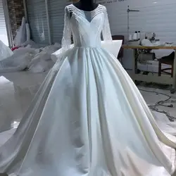 لباس عروس ساتن آمریکایی سه کلوش سایز بزرگ