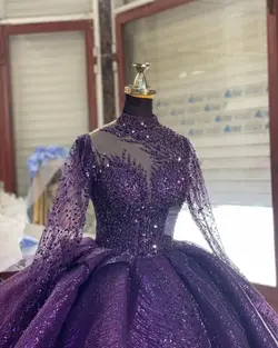 لباس عروس لچک دار بنفش