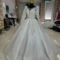 لباس عروس سه کلوش شاین و دانتل