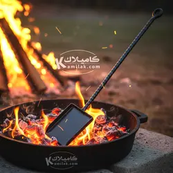 کفگیر زغال گیر فلزی دست ساز 60 سانتی، مناسب منقل باربیکیو
