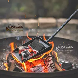کفگیر زغال گیر فلزی دست ساز 60 سانتی، مناسب منقل باربیکیو