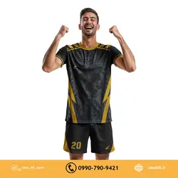 ست پیراهن شورت ورزشی طرح مشکی طلایی/کد 43کیس کیت - کیس کیت