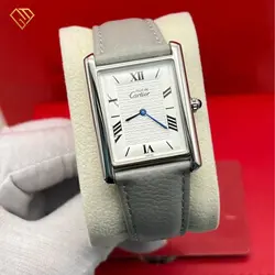 ساعت زنانه کارتیر مدل تانک (Cartier Tank)، موتور ژاپن بند طوسی، کیفیت مستر - آریو گالری