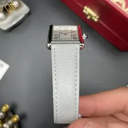 ساعت زنانه کارتیر مدل تانک (Cartier Tank)، موتور ژاپن بند طوسی، کیفیت مستر - آریو گالری