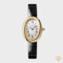 ساعت مچی زنانه کارتیر باگنوار طلایی بند چرم Cartier Baignoire، کیفیت مستر با جعبه اصلی - آریو گالری
