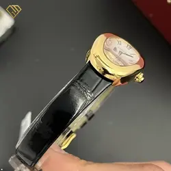 ساعت مچی زنانه کارتیر باگنوار طلایی بند چرم Cartier Baignoire، کیفیت مستر با جعبه اصلی - آریو گالری