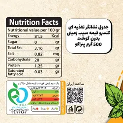 کنسرو قیمه سیب زمینی بدون گوشت 500 گرم - پتراکو