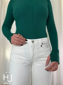 شلوار جین زنانه نیم بگ سفید کد BG106