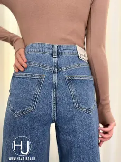 شلوار جین زنانه وایدلگ آبی متوسط کد WL108