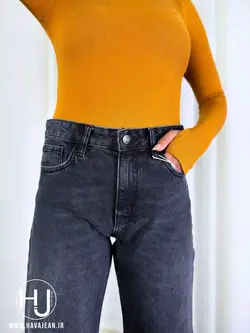 شلوار جین زنانه نیم بگ ذغالی کد NB103