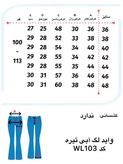 شلوار جین زنانه وایدلگ آبی تیره کد WL103