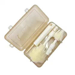 ست شیشه‌شور سیلیکونی مسافرتی قاب‌دار | برس شیشه‌شور و پستانک‌شور BPA Free