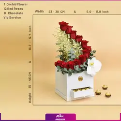 باکس گل و شکلات ژورنالی خاص و زیبا | گلفروشی بین المللی انگور
