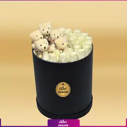 باکس گل رز سفید ژورنالی خاص و زیبا | گلفروشی بین المللی انگور