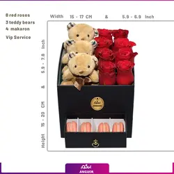 باکس گل و عروسک ژورنالی خاص و زیبا | گلفروشی بین المللی انگور