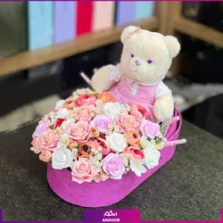 خرید آنلاین دسته گل مصنوعی وارداتی رز رنگارنگ | مرکز گل و گیاه انگور