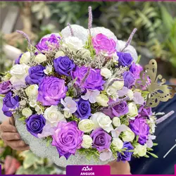 خرید آنلاین باکس صدفی با گل‌های مصنوعی | مرکز گل و گیاه انگور