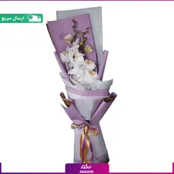 دسته گل ارکیده رنگ سفید کوچک | انگور