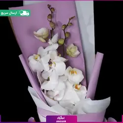 دسته گل ارکیده رنگ سفید کوچک | انگور