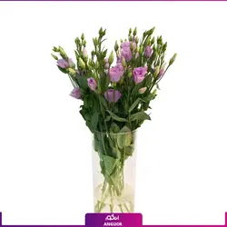 خرید آنلاین دسته گل لیسیانتوس بنفش با گلدان شیشه ای | گلفروشی آنلاین انگور