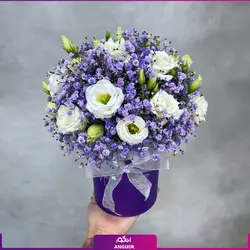 باکس گل ترکیبی لیسیانتوس و ژیپسوفیلا | انگور
