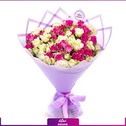 خرید آنلاین دسته گل ترکیبی رز مینیاتوری، ژربرا و داوودی | گلفروشی آنلاین انگور