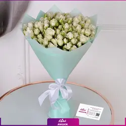 خرید آنلاین دسته گل رز مینیاتوری سفید (135 عددی) | گلفروشی آنلاین انگور