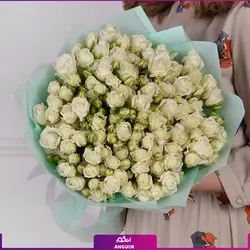 خرید آنلاین دسته گل رز مینیاتوری سفید (135 عددی) | گلفروشی آنلاین انگور