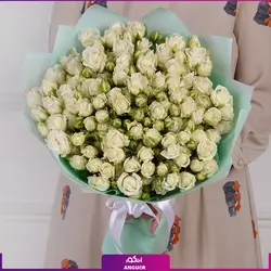 خرید آنلاین دسته گل رز مینیاتوری سفید (135 عددی) | گلفروشی آنلاین انگور