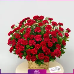 خرید اینترنتی سبد گل 80 شاخه میخک قرمز | سایت انگور