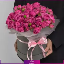خرید آنلاین باکس گل رز صورتی | گلفروشی آنلاین انگور
