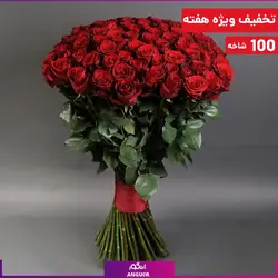 دسته گل 100 شاخه رز قرمز 80 سانتی (رزهلندی درجه یک به قیمت درب گلخانه) | انگور