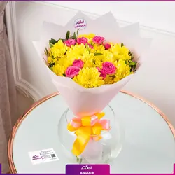 خرید آنلاین دسته گل ترکیبی داوودی و رز مینیاتوری | گلفروشی آنلاین انگور