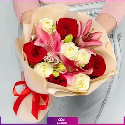 خرید آنلاین دسته گل ترکیبی (رز و لیلیوم) | گلفروشی آنلاین انگور