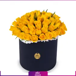 خرید آنلاین باکس گل رز زرد 51 شاخه | گل فروشی آنلاین انگور